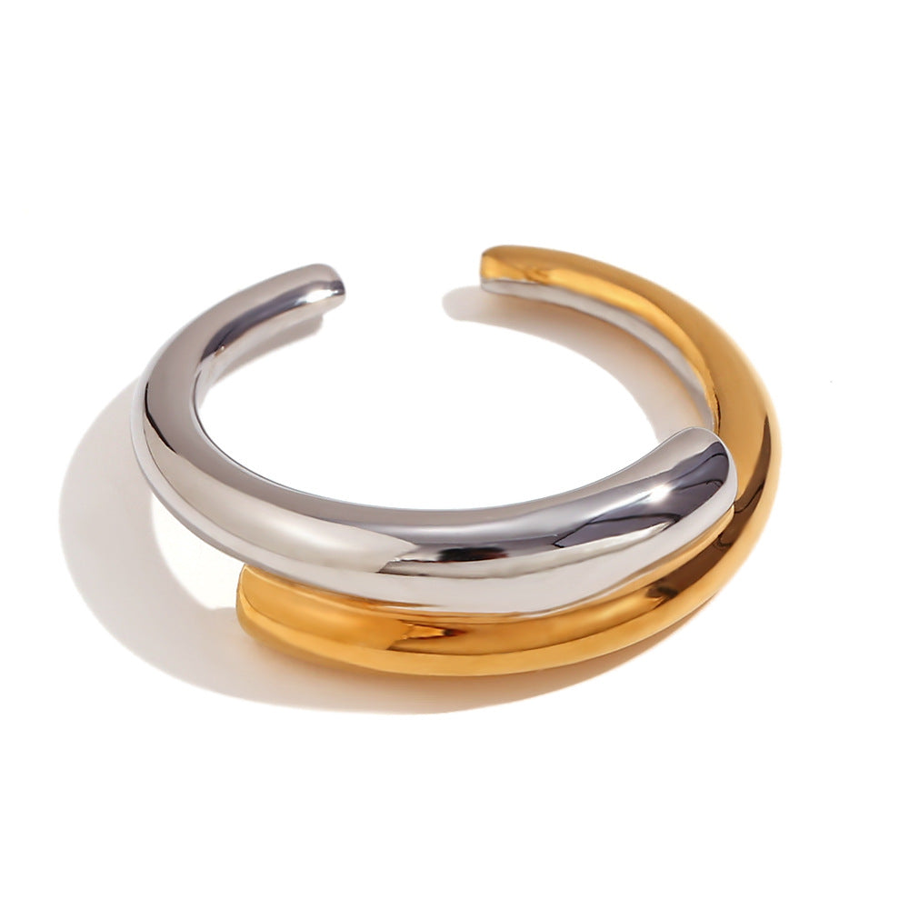 Dual Tone C Shape open-ended ring JLTR0417