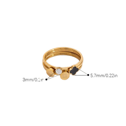 Trinity Motif Clove Black Enamel Gold Ring JLTR0430