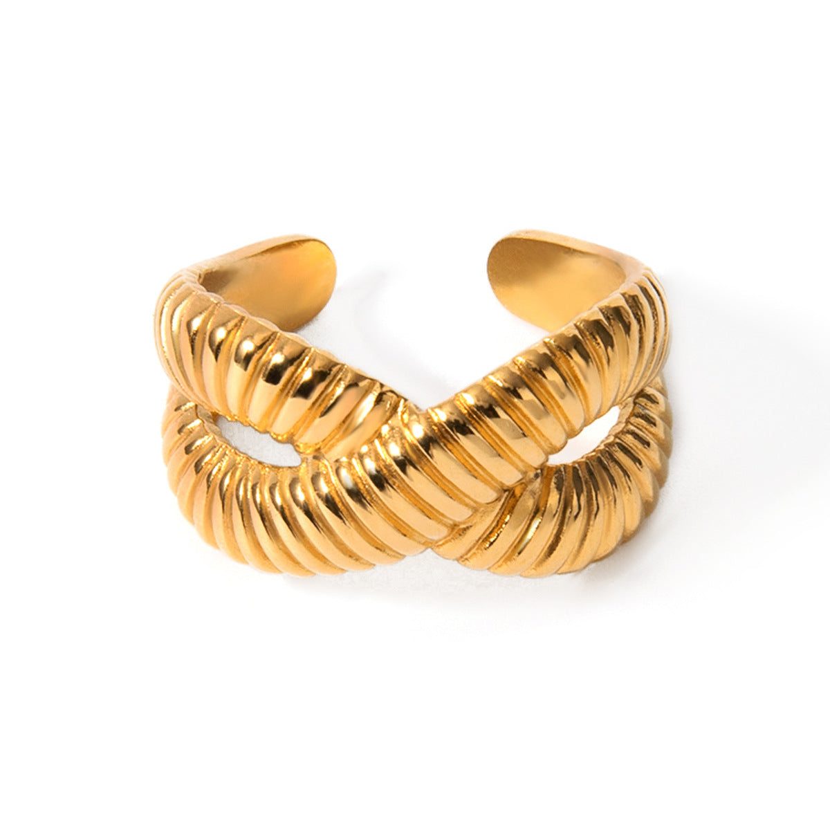 Cross Tubular “X” silhouette Gold-tone Ring JLTR0432