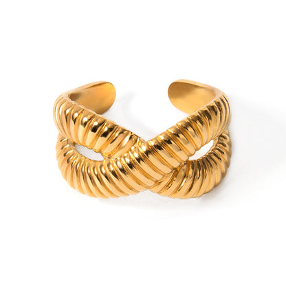Cross Tubular “X” silhouette Gold-tone Ring JLTR0432