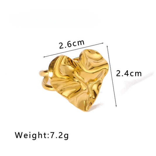 Crush Textured Heart Gold Finish Ring JLTR0445