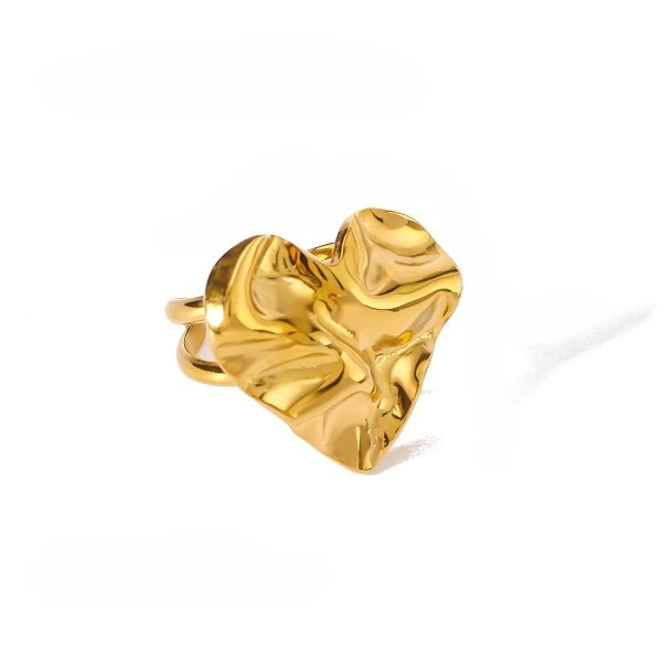 Crush Textured Heart Gold Finish Ring JLTR0445
