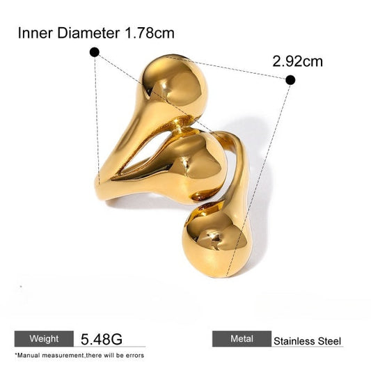 Golden Fluid Drop Ring JLTR0462