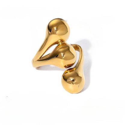 Golden Fluid Drop Ring JLTR0462