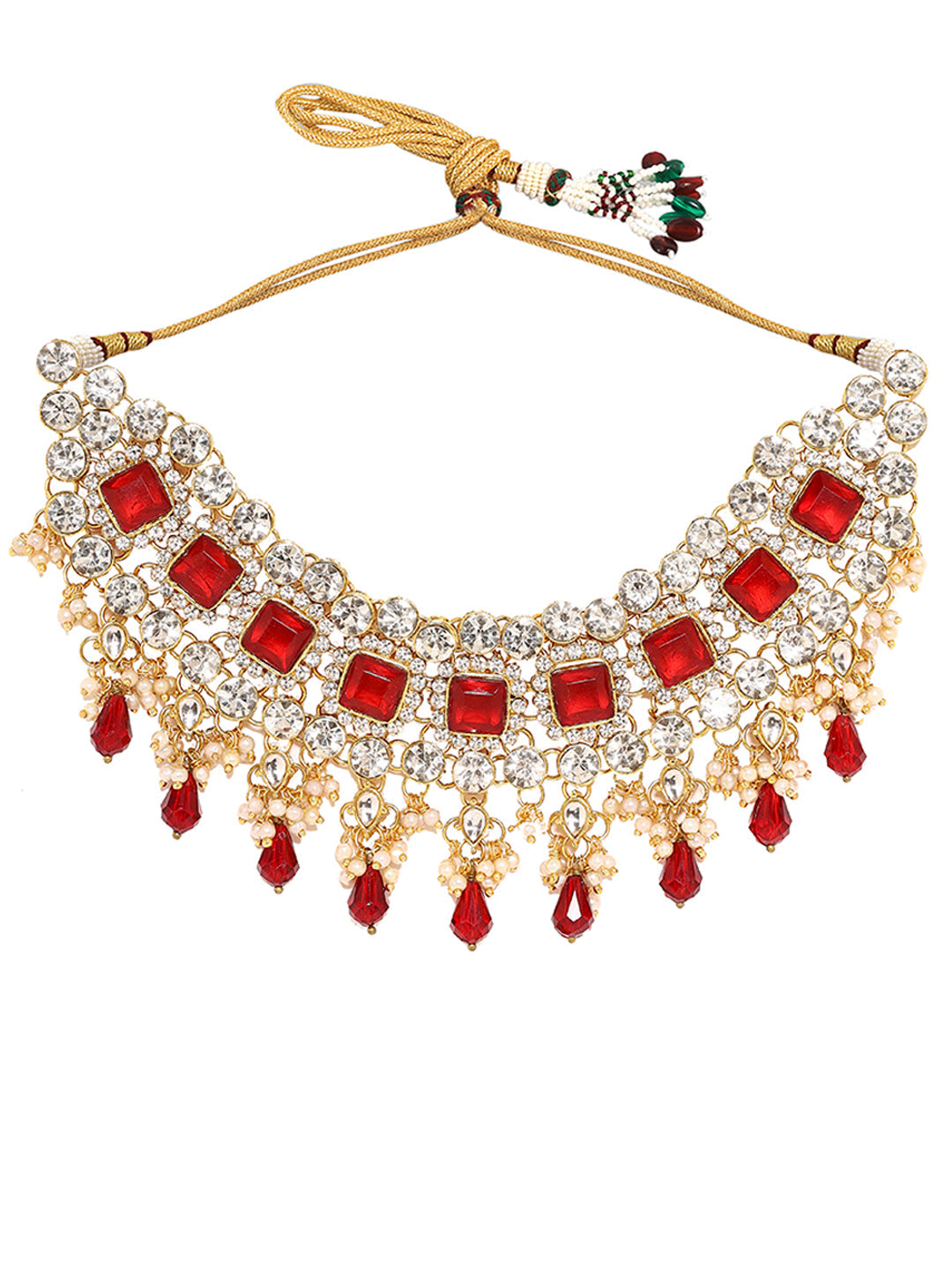 Priyaasi A Radiant Jewellery Set of Rubies and White Stones