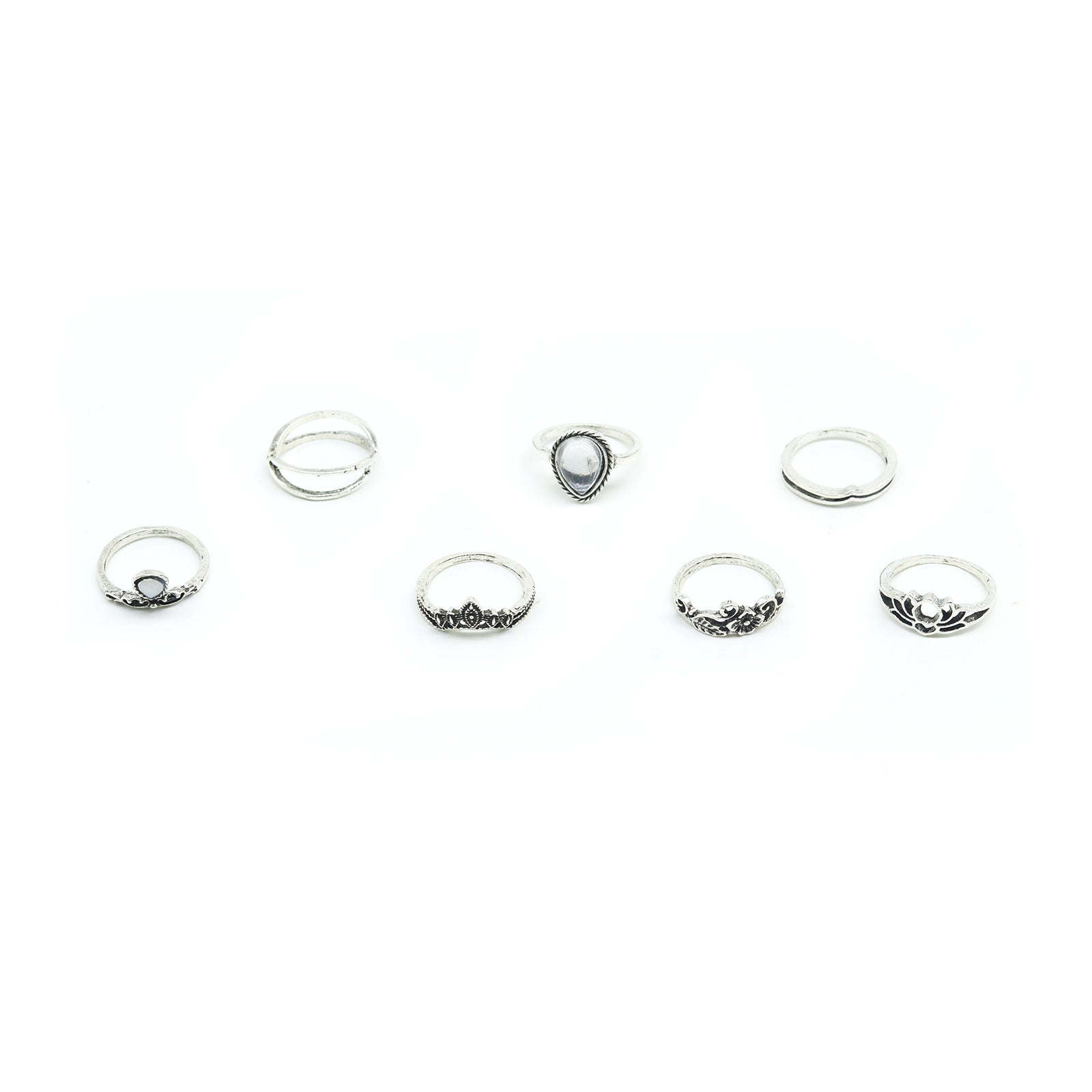 Ira Set Of 7 Midi Rings - Joker & Witch