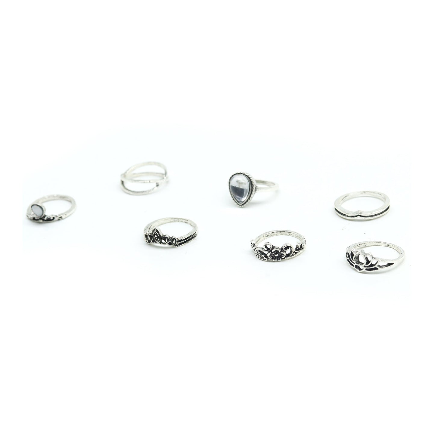 Ira Set Of 7 Midi Rings - Joker & Witch