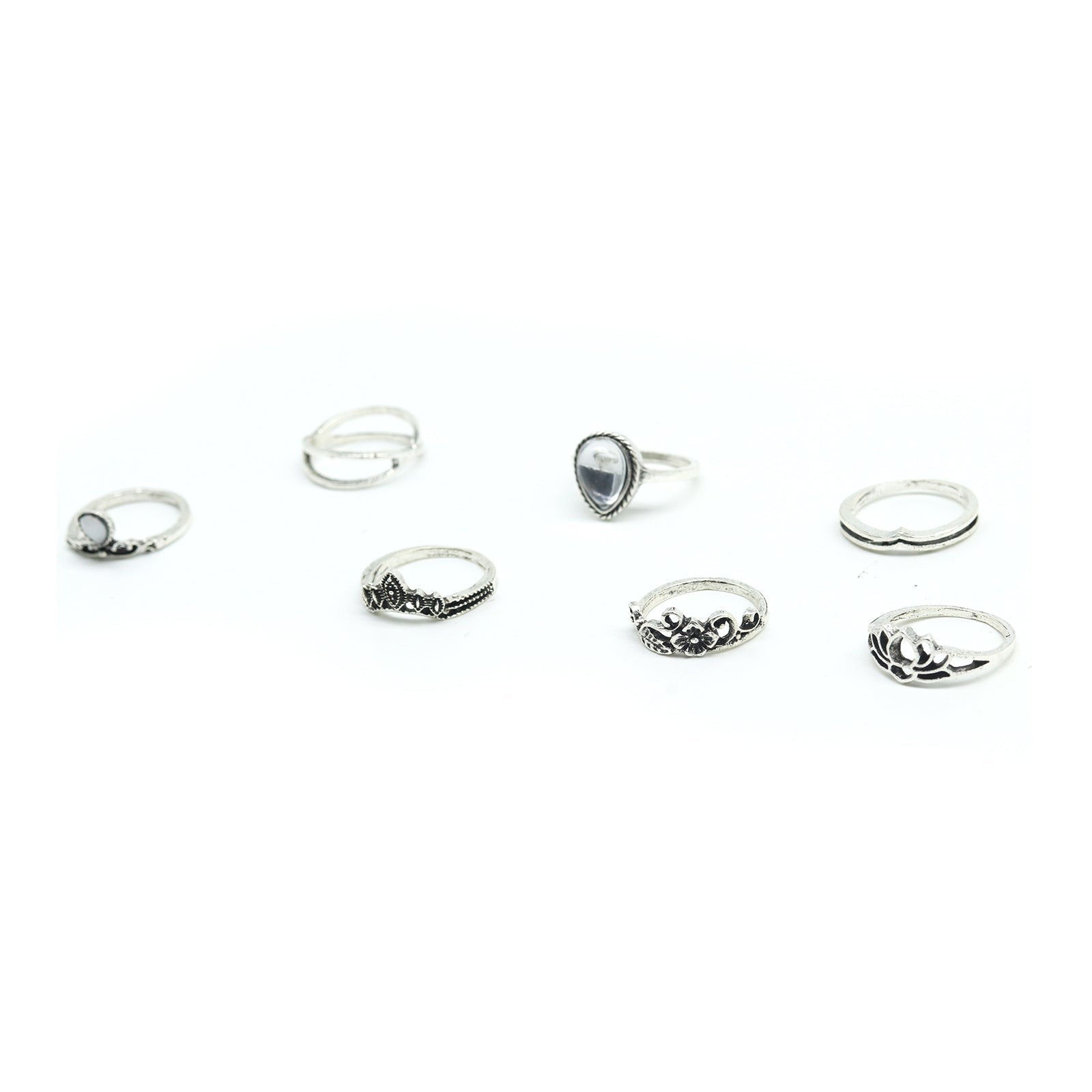 Ira Set Of 7 Midi Rings - Joker & Witch