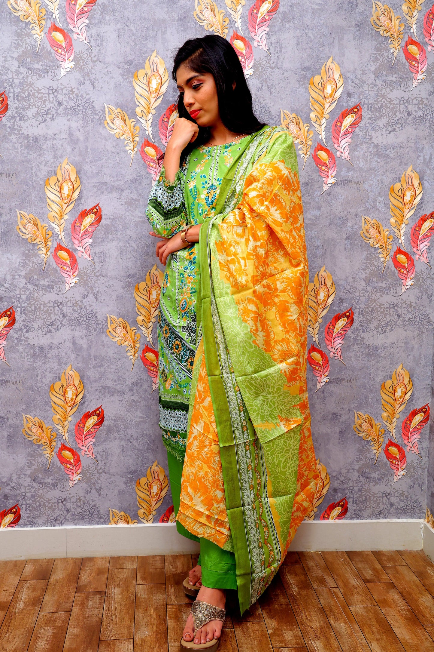 Green Kurti With Dupatta For Women & Girls