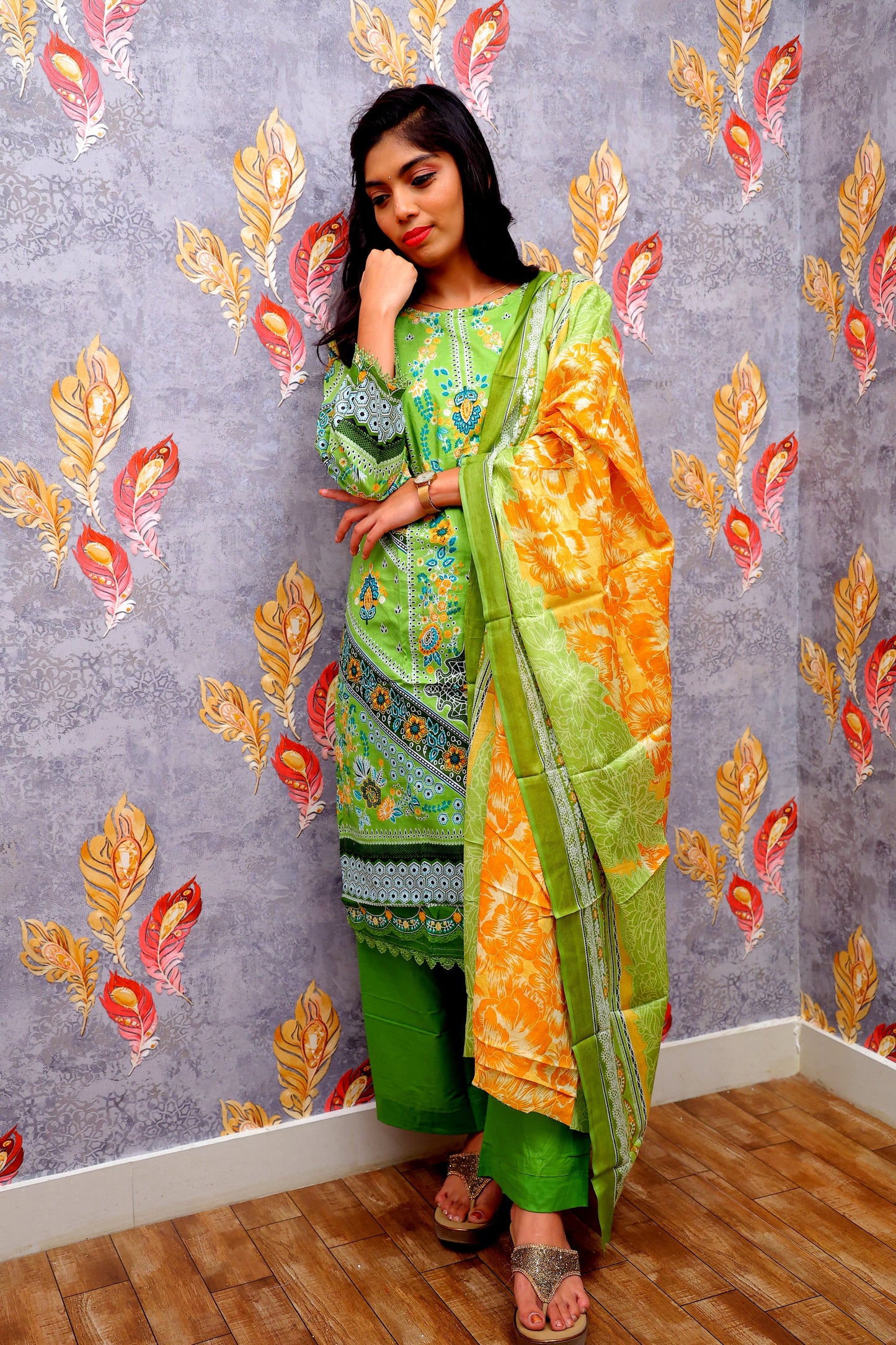 Green Kurti With Dupatta For Women & Girls