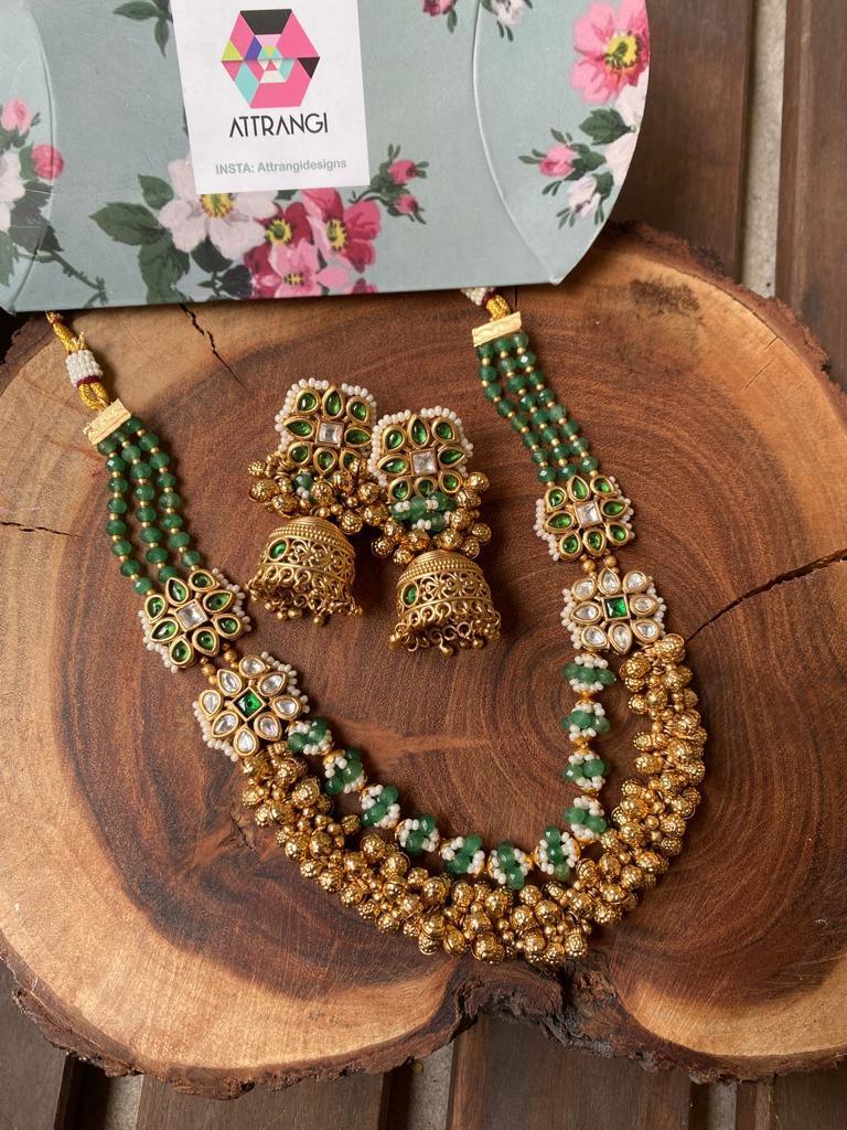 Kunti Gold Polki Necklace Set | Sone Pe Suhaga - Attrangi