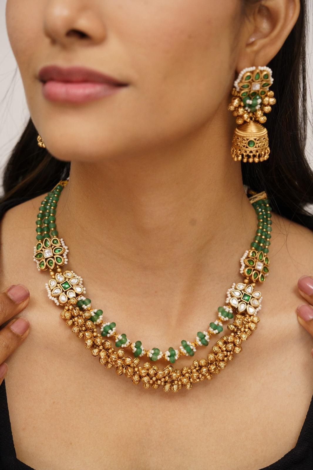 Kunti Gold Polki Necklace Set | Sone Pe Suhaga - Attrangi