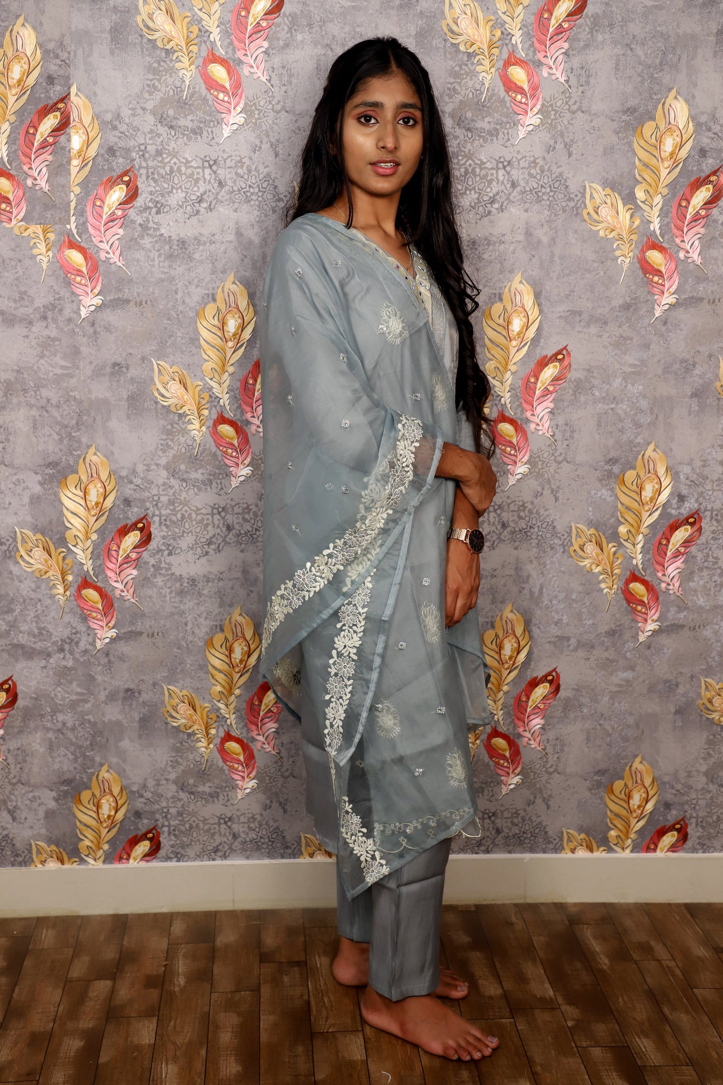 Blue Embroidered Salwar Suit Kurti For Women & Girls