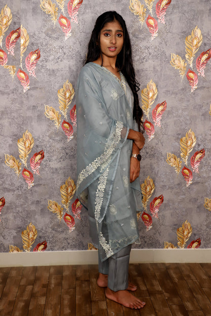 Blue Embroidered Salwar Suit Kurti For Women & Girls