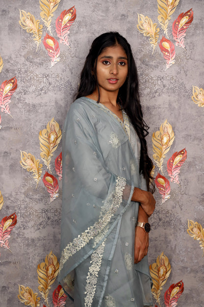 Blue Embroidered Salwar Suit Kurti For Women & Girls