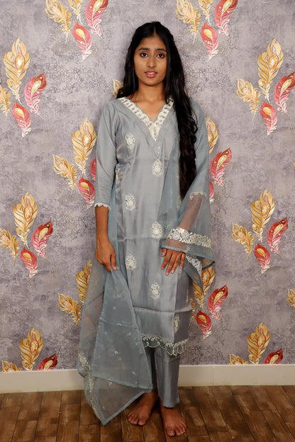Blue Embroidered Salwar Suit Kurti For Women & Girls