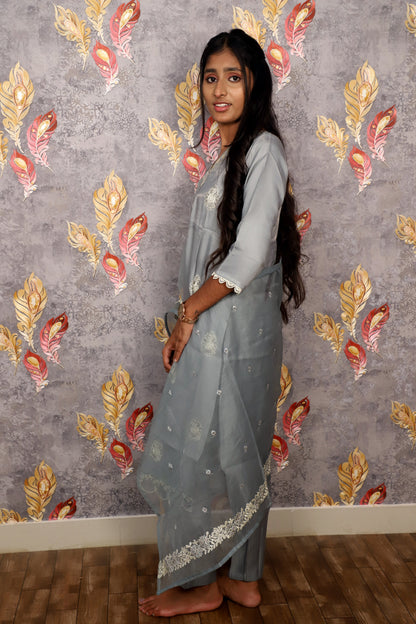 Blue Embroidered Salwar Suit Kurti For Women & Girls