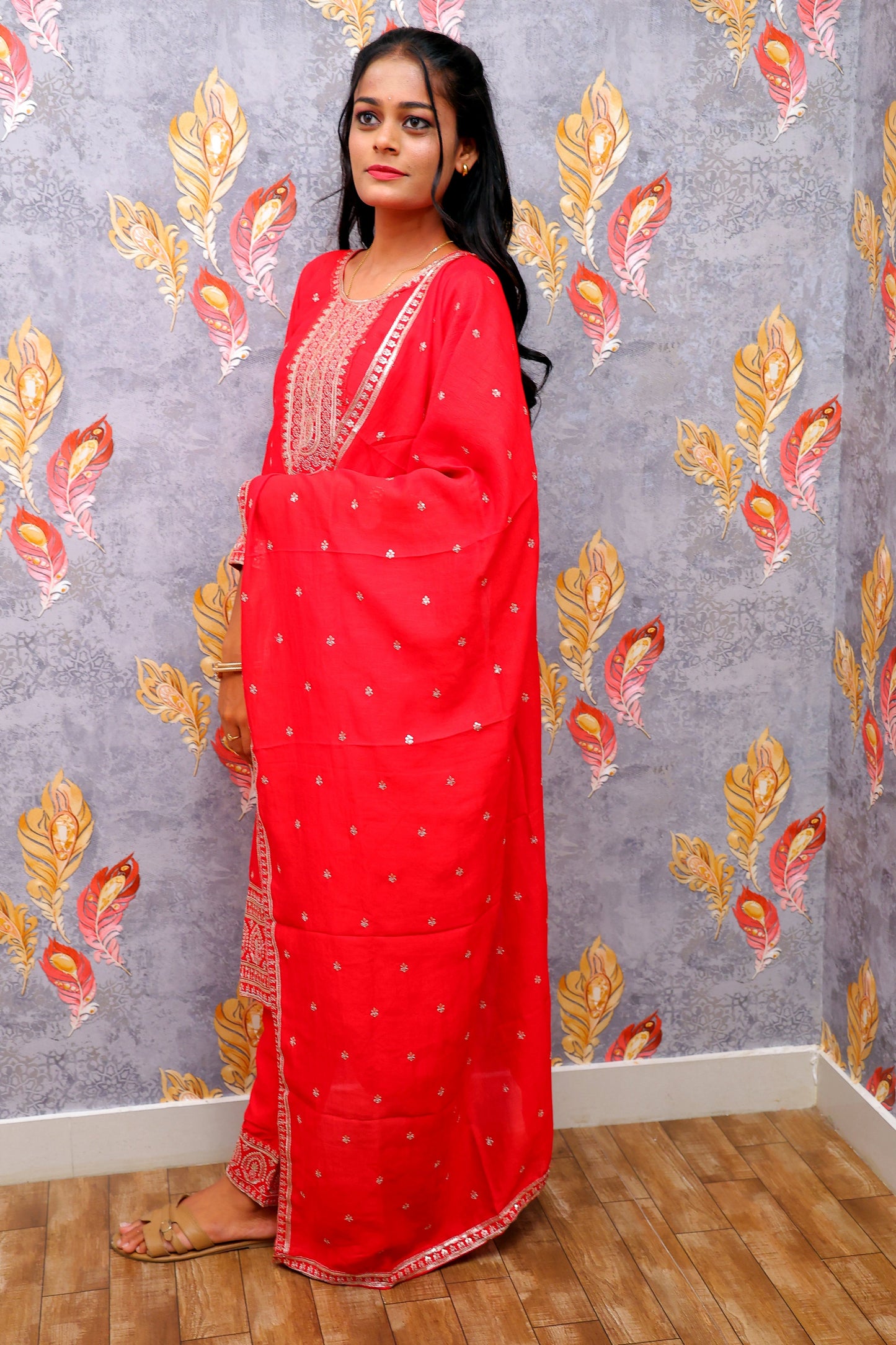 Red Rayon Kurti With Dupatta For Women & Girls
