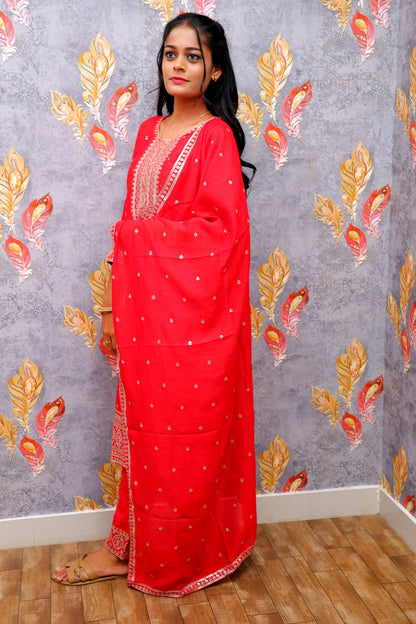 Red Rayon Kurti With Dupatta For Women & Girls