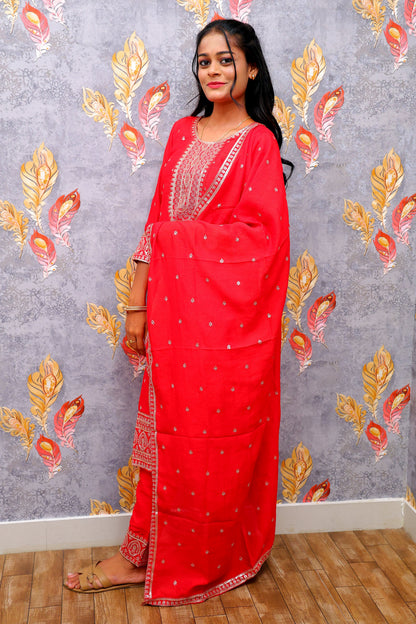 Red Rayon Kurti With Dupatta For Women & Girls