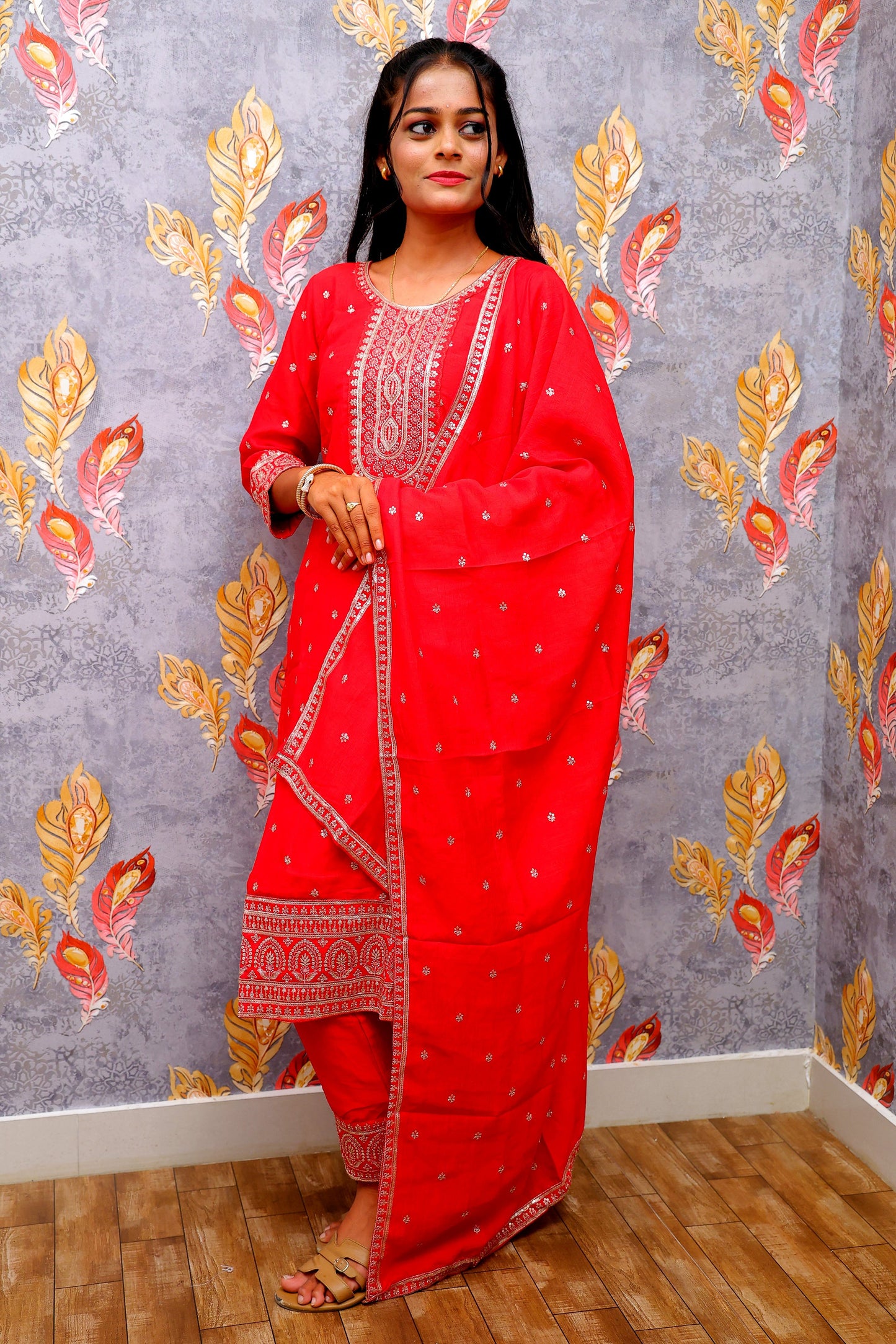 Red Rayon Kurti With Dupatta For Women & Girls