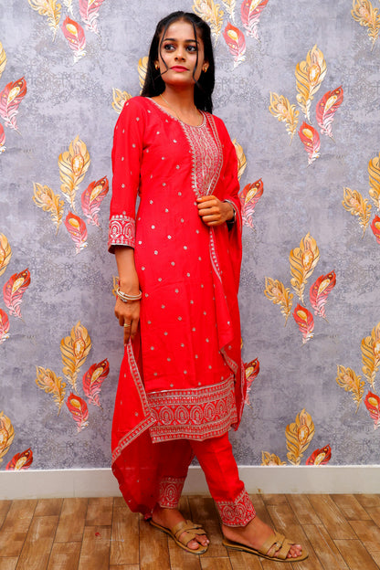 Red Rayon Kurti With Dupatta For Women & Girls