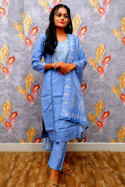 Blue Kurti With Elegant Design For Women & Girls