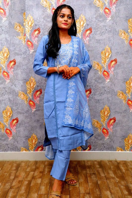Blue Kurti With Elegant Design For Women & Girls