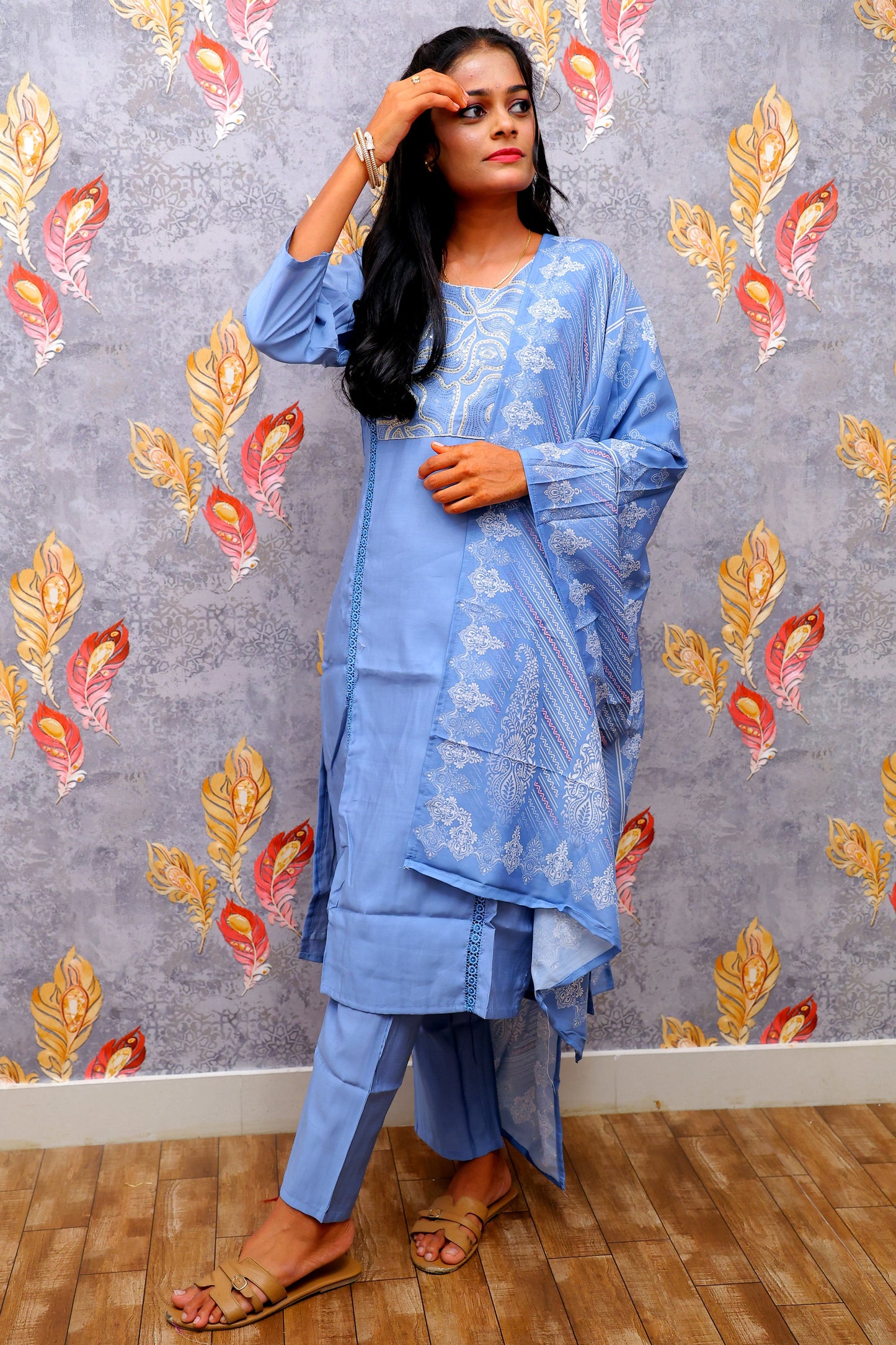 Blue Kurti With Elegant Design For Women & Girls