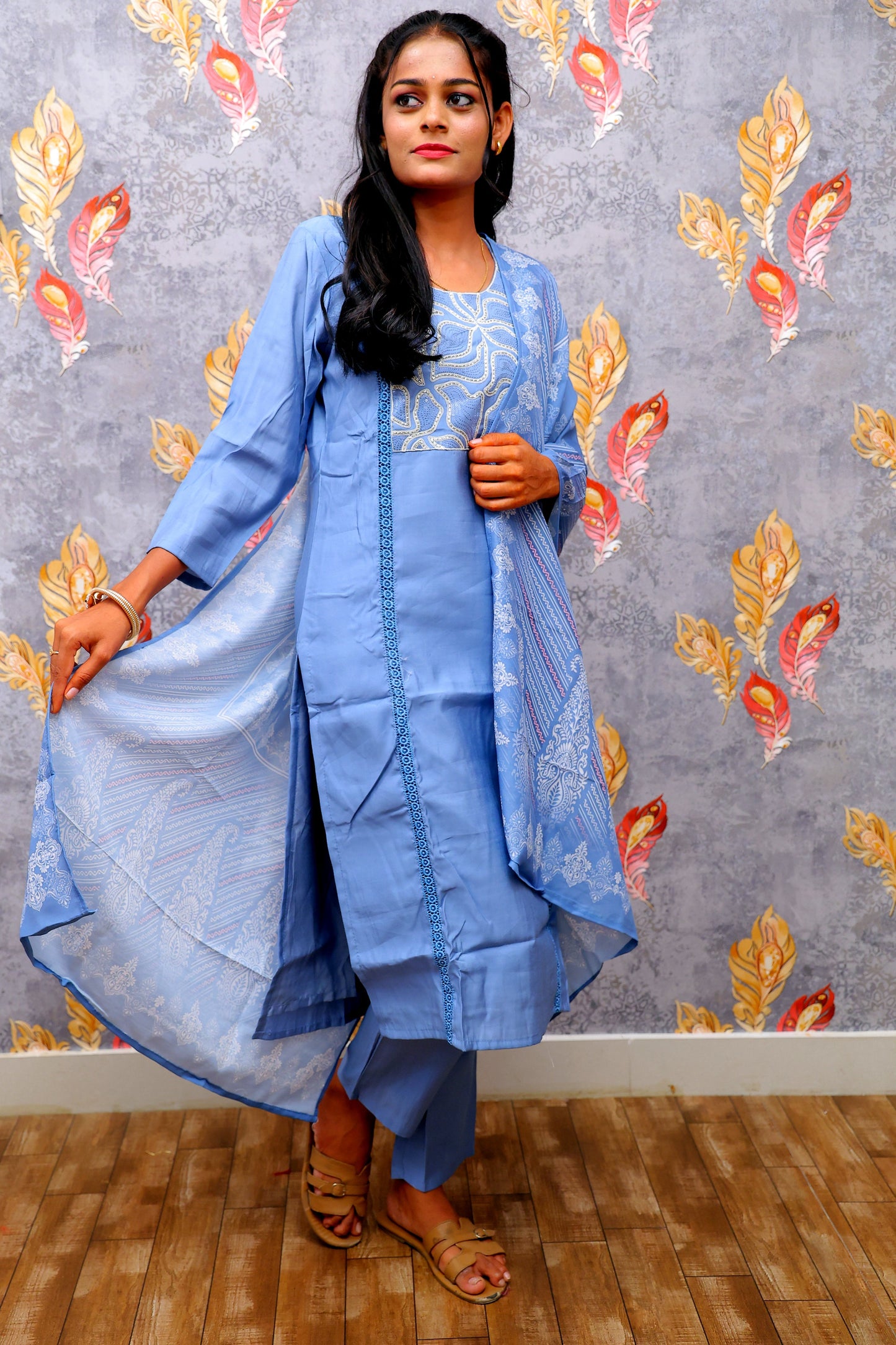Blue Kurti With Elegant Design For Women & Girls