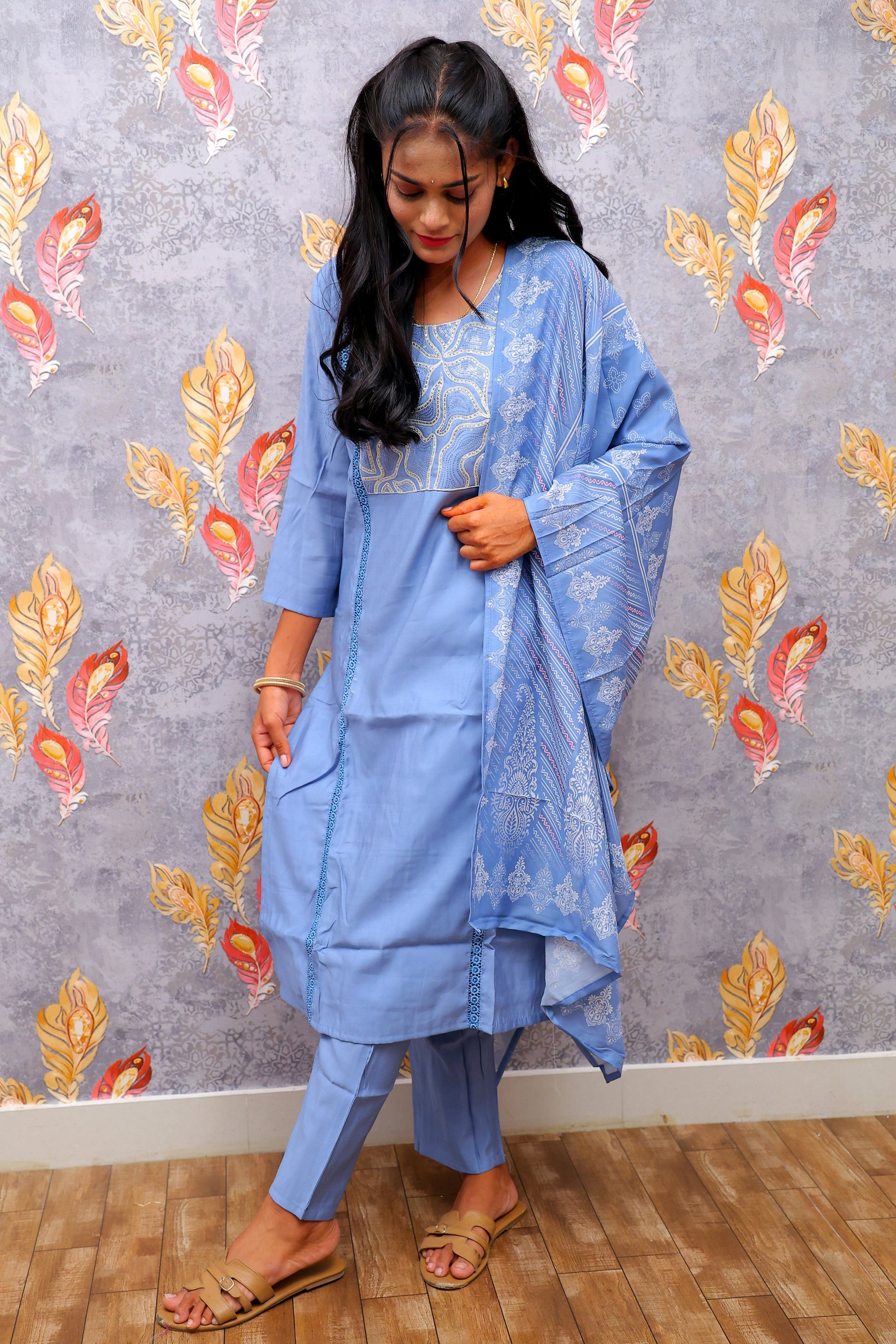 Blue Kurti With Elegant Design For Women & Girls