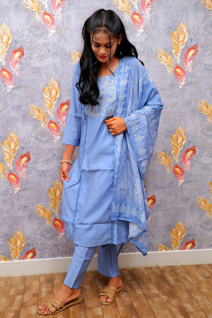 Blue Kurti With Elegant Design For Women & Girls