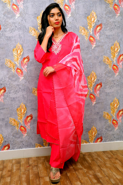 Red Kurti With Silver Embroidery For Women & Girls
