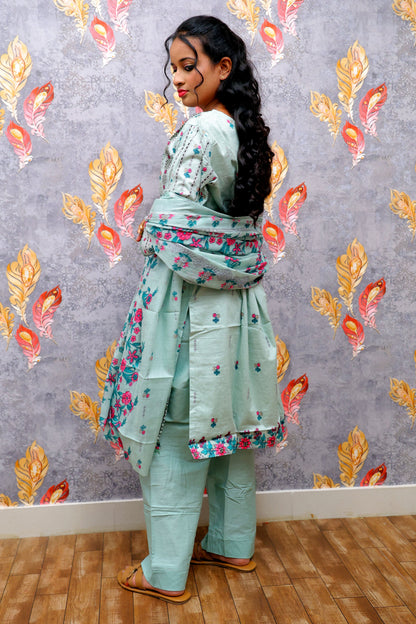 Light Grey Kurti With Floral Design For Women & Girls