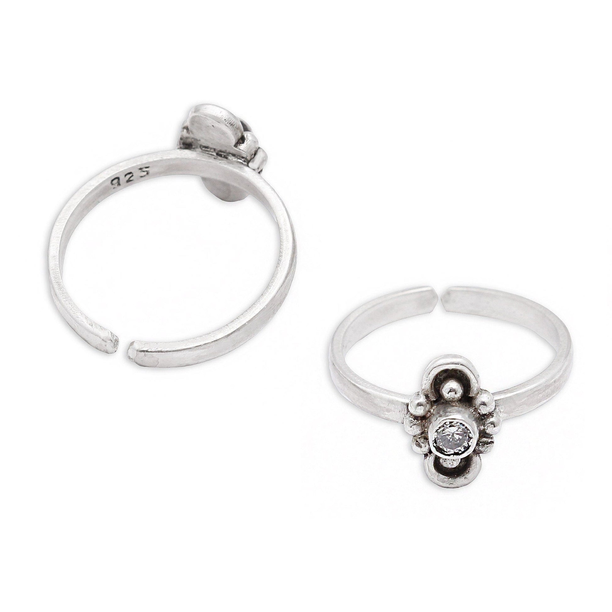 LITTLE FLOWER STONE TOE RING (Pair) Toe Rings - By Unniyarcha - Original Manufacturers of Silver Jewelry, Gold Plated Jewellery, Fashion Jewellery and Personalized Soul Bands and Personalized Jewelry