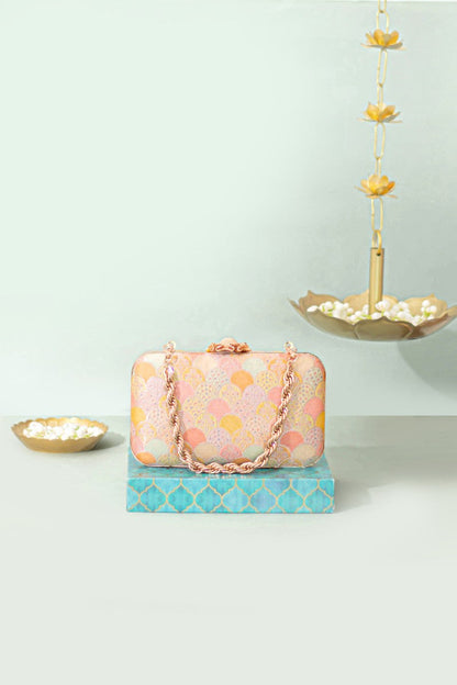 Manjari Pure Banarasi Silk Box Clutch - Multi color
