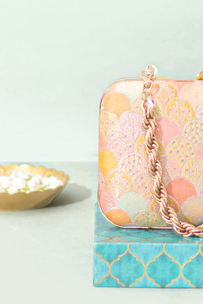 Manjari Pure Banarasi Silk Box Clutch - Multi color