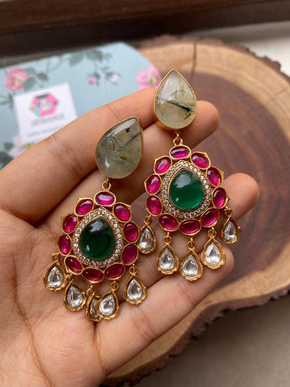 Mansi Ruby And Emerald Indian Earrings - Attrangi