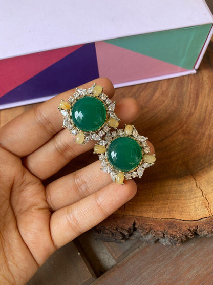 Martha Mid Sized Indo Western Studs | GemZ Collection - Attrangi