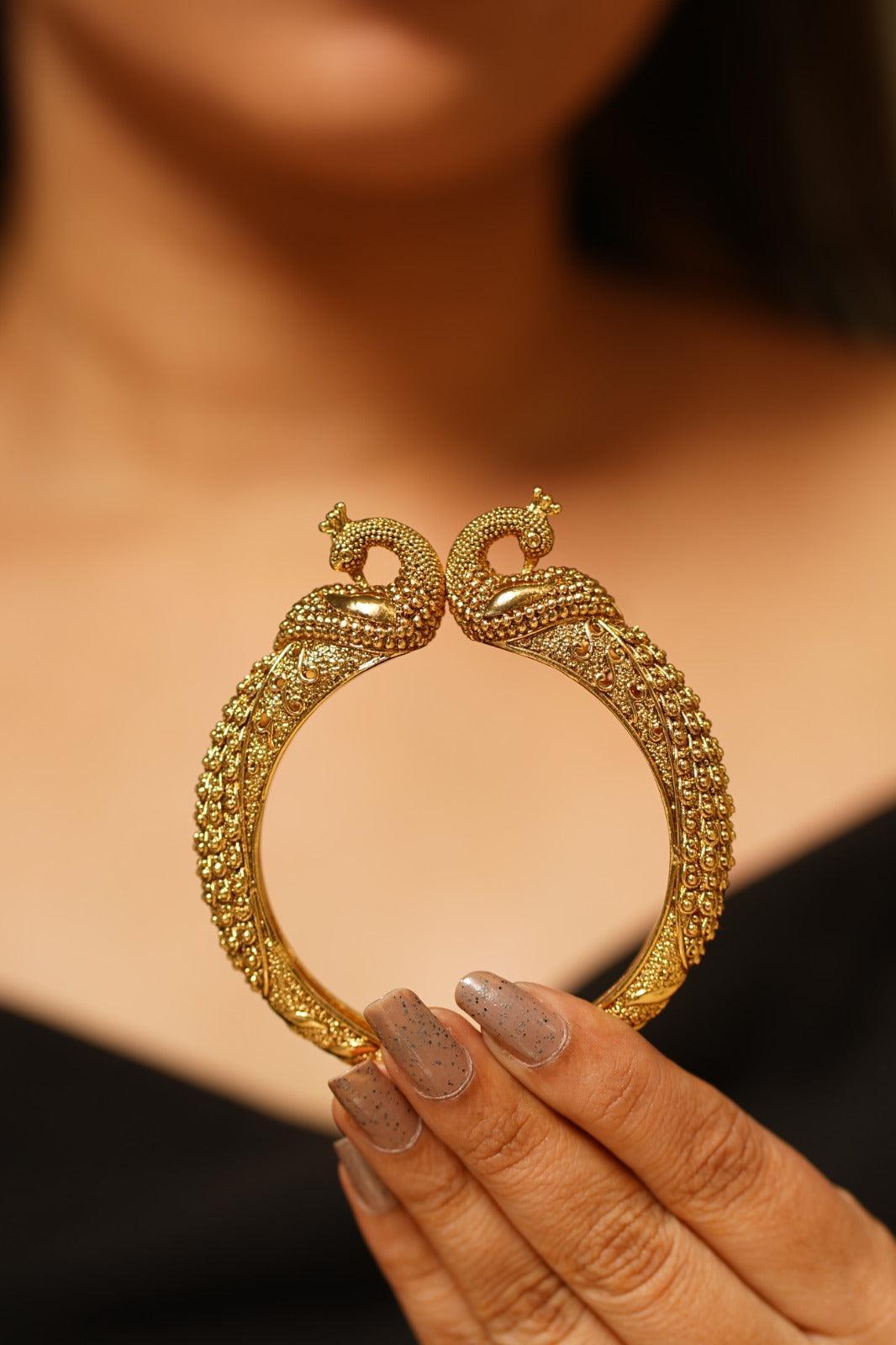 Mayurika Peacock Gold Openable Kada | Sone Pe Suhaga Collection - Attrangi
