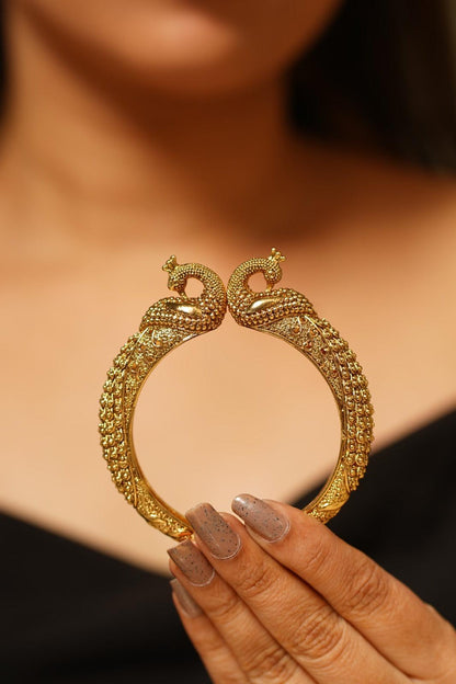 Mayurika Peacock Gold Openable Kada | Sone Pe Suhaga Collection - Attrangi
