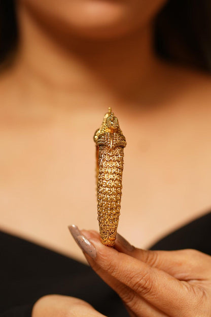 Mayurika Peacock Gold Openable Kada | Sone Pe Suhaga Collection - Attrangi
