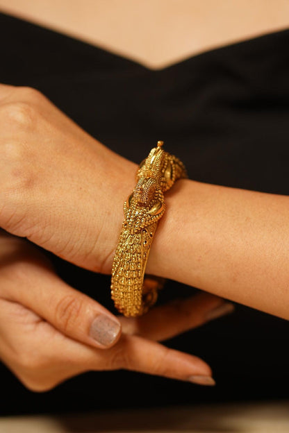 Mayurika Peacock Gold Openable Kada | Sone Pe Suhaga Collection - Attrangi