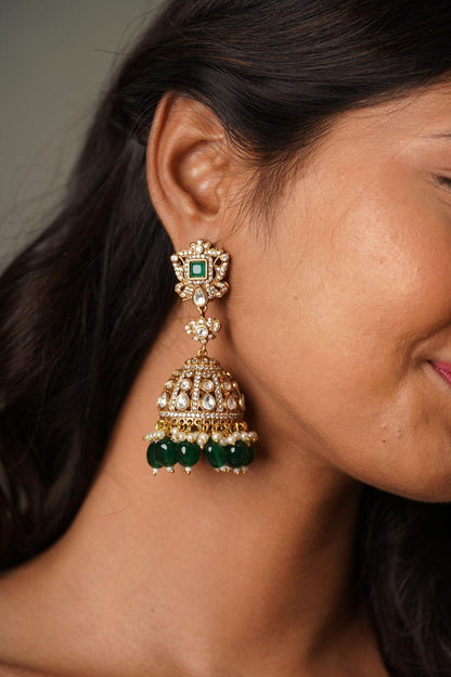 Meeta Polki Antique Gold Jhumkas - Attrangi