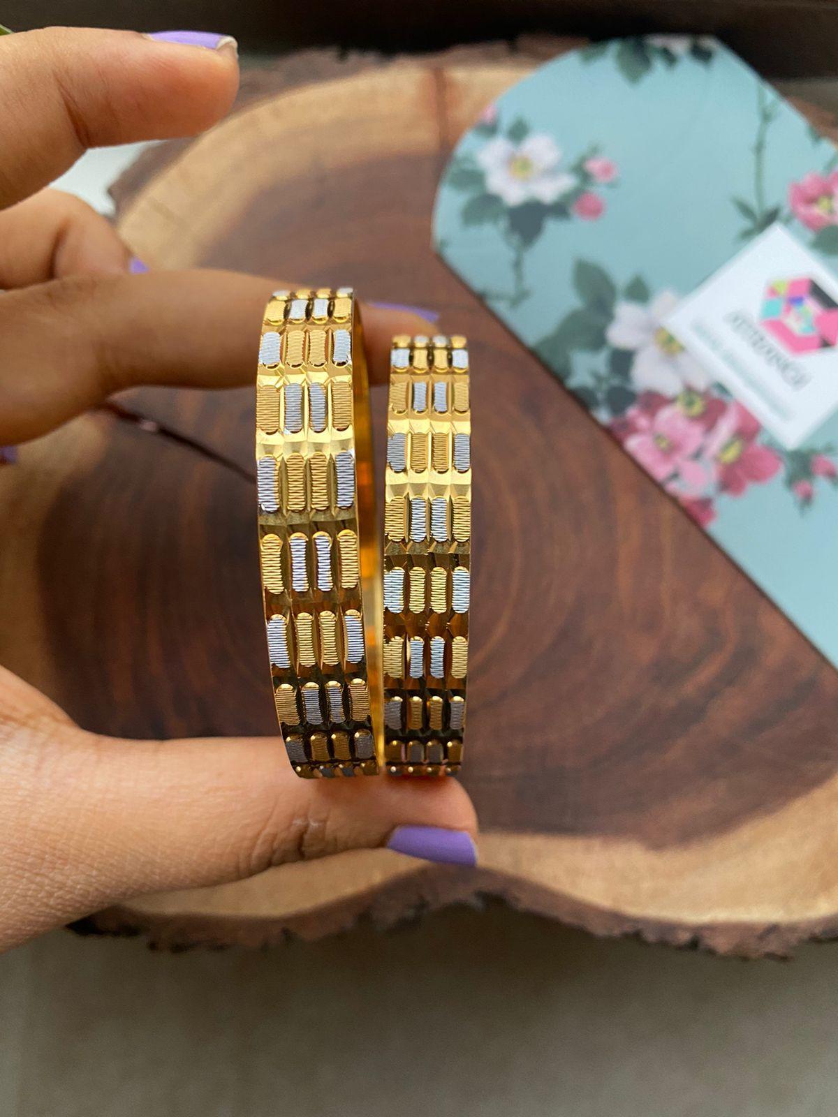 Meeta Thick Dual Polish Bangle | CNC Gold Plated - Attrangi