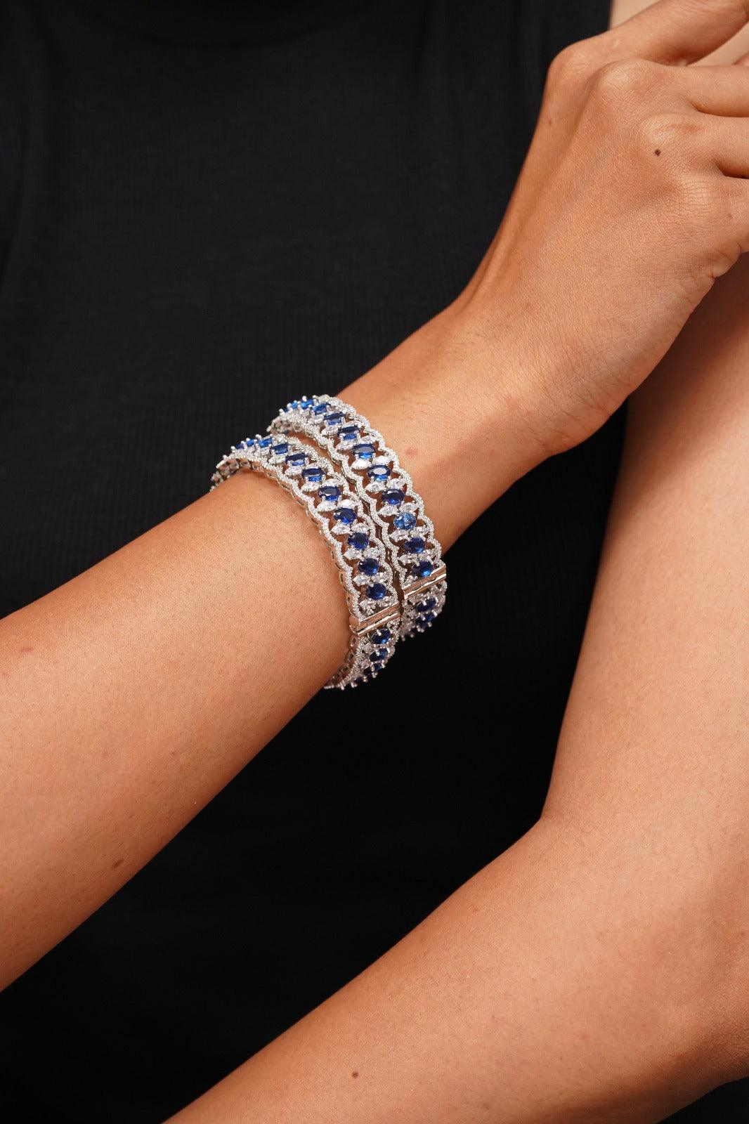 Mishti Diamond Thick Coloured Bangles -Blue