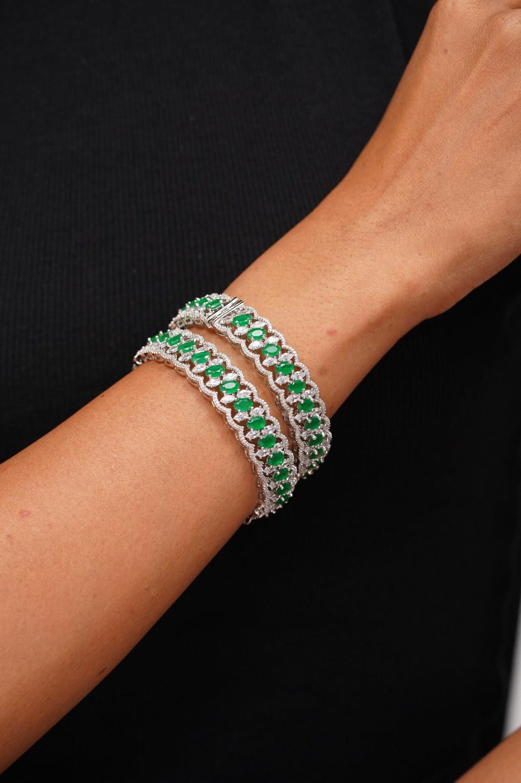 Mishti Diamond Thick Coloured Bangles -Green