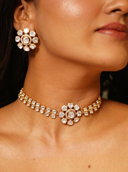 Mitali Moissanite Gold Choker Set - Attrangi