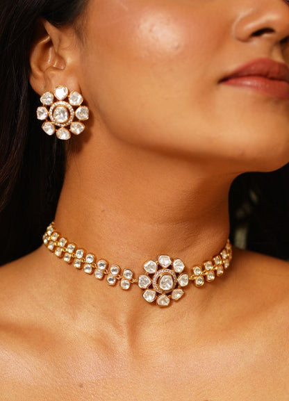 Mitali Moissanite Gold Choker Set - Attrangi