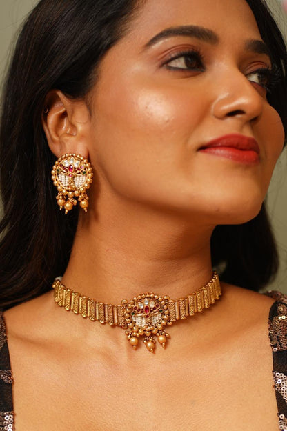Mitra Choker with Indian Studs | Sone Pe Suhaga Collection - Attrangi
